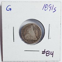 1891-S  Seated Liberty Dime   G