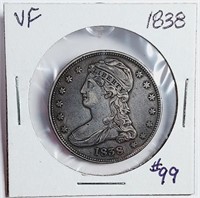 1838  Capped Bust Half Dollar   VF