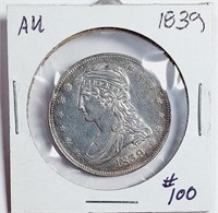 1839  Capped Bust Half Dollar   AU