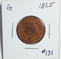 1825   Half Cent   G  Old cleaning