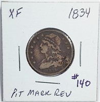 1834  Capped Bust Quarter   XF  Rev Pit Mark