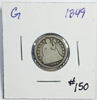 1849  Seated Liberty Dime   G