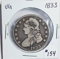 1833  Capped Bust Half Dollar   VG