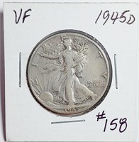 1945-D  Walking Liberty Half Dollar   VF