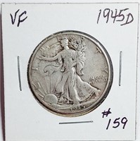 1945-D  Walking Liberty Half Dollar   VF