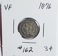 1876  Three Cent Nickel   VF