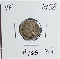 1888  Three Cent Nickel   VF