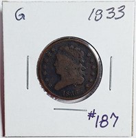 1833  Half Cent   G