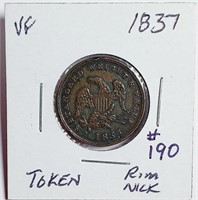 1837  Half Cent Token   VF