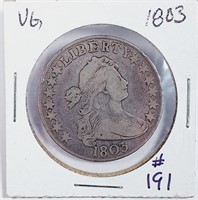 1803  Large 3  Draped Bust Half Dollar   VG