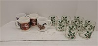 Christmas Coffee mugs (4) and cups (8)