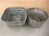 Pair of Galvanized Tubs. One square and one