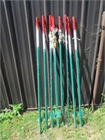 8 garden posts  with red tops