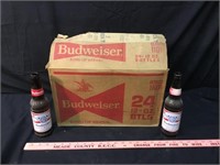 Vtg BUDWEISER BEER Cardboard Case w various bottle
