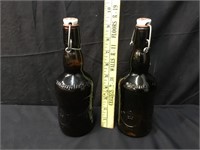 Two BRAUER BIER Bail Top Beer Bottles