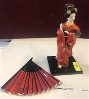 ORIENTAL GEISHA DOLL AND FAN