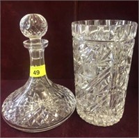 WATERFORD CRYSTAL SHIPS DECANTER, VASE
