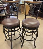 Pair of Metal Swivel Bar Stools Chairs