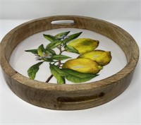 Wood & Acrylic Serving Tray with Lemon Motif