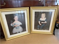 Pair of Golden Framed Children