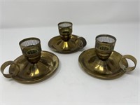 Three Brass Candlestick Holders