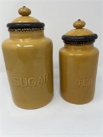 Pair of Ceramic Canisters for Tea & Sugar