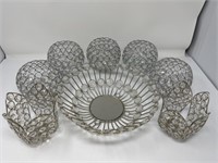 Decorative Crystal Look Bowl and Candle Holders