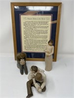 Framed Tribute to a Mother & Willow Tree Figurines