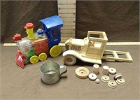 Ideal Wind Up Train, Wooden Homemade Truck Parts