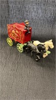 Vtg. Metal Circus Horse Drawn Wagon