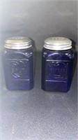 Blue Glass Salt & Peeper Shakers