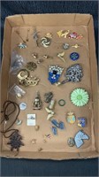 Costume jewelry with pins, earrings etc