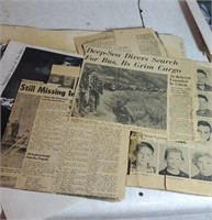 Newspaper clippings from 1958 bus wreck