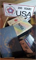 A box of school supplies