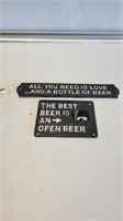 TWO IRON BEER SIGNS