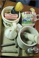 Vintage shaving cups and razors
