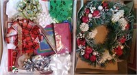 A Christmas wreath and bags & bows