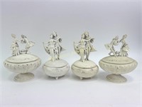 Depose Italy Set of 4 figural trinket boxes with