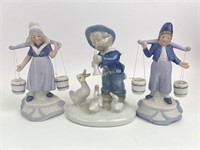 Set of 3 figurines- boy and girl carrying water