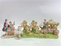 Horse drawn carriage figurine, Frankenthal lace
