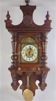Antique German wall clock w/porcelain dial - no