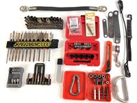 Assorted sockets, drill bits, mostly craftsman