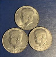 Three 1976 Bicentennial Kennedy Half Dollars