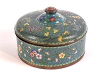 Antique Chinese cloisonné box 5.5" diameter
