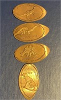 Set of 4 Dinosaur Souvineer Cents 1963