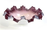 Purple cased Victorian art glass bride's bowl 1