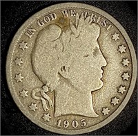 1905 S Barber Half Dollar