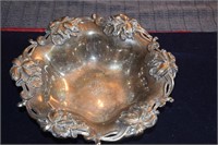 10" x 3" Hand Chased Sterling Bowl with Mongram,
