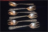 6 Sterling Individual Ice Cream Spoon/Forks ( S.