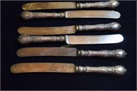 6 Sterling Table Knives (No Mongram), 377g